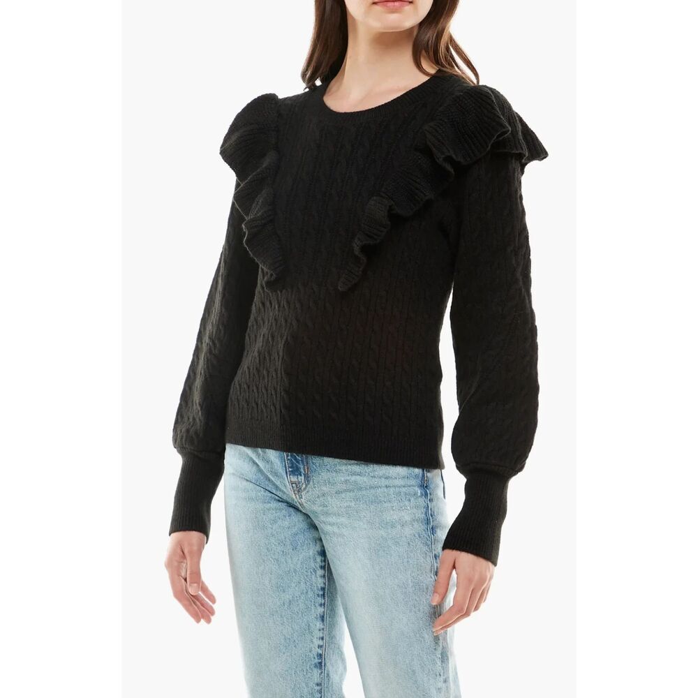 WAYF "Pick Me Up" Cable Ruffle Pullover Sweater